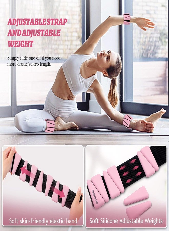 BECOJADDE Ankle Weights Set of 2 (1 lb Each) Adjustable Wrist Weights for Women Men Wearable Arm Leg Weight for Pilates, Running, Walking, Workout, Yoga, Pink - Image 5