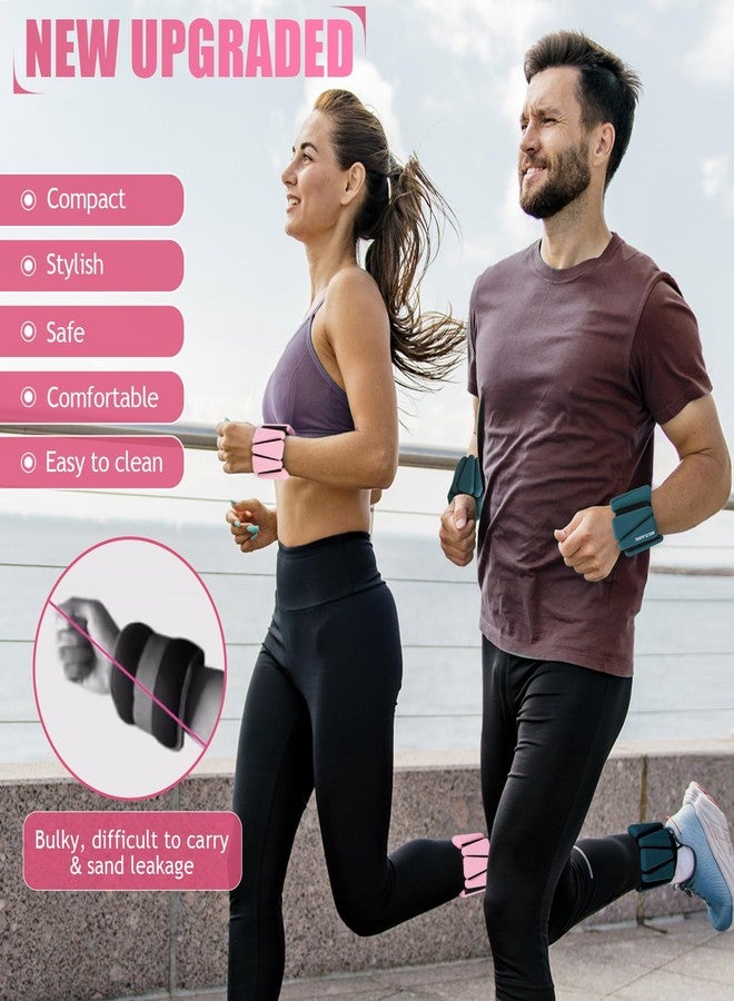 BECOJADDE Ankle Weights Set of 2 (1 lb Each) Adjustable Wrist Weights for Women Men Wearable Arm Leg Weight for Pilates, Running, Walking, Workout, Yoga, Pink - Image 2