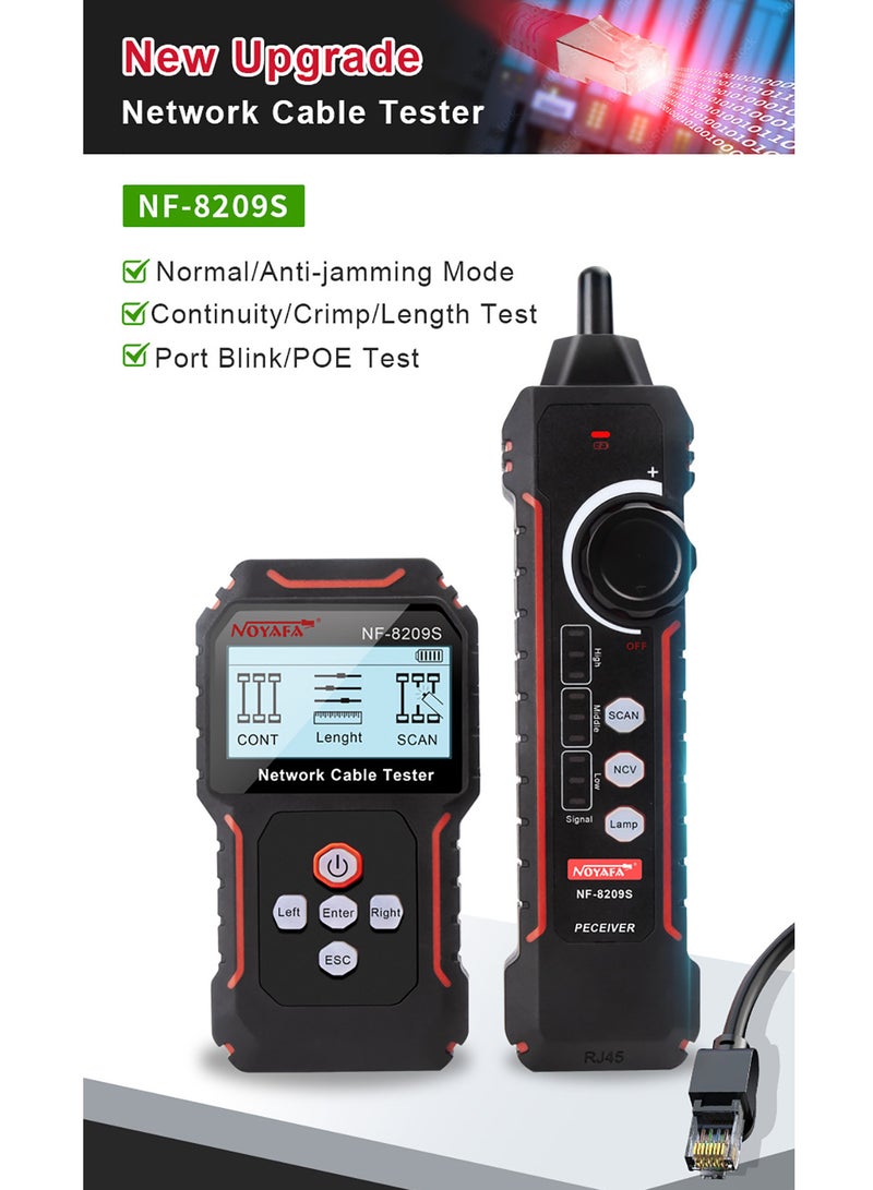 NOYAFA NF-8209S POE Wire Checker LCD Display Measure Length LAN Cable Cat5 Cat6 LAN Test Network Tool Scan Cable Wiremap Tester - Image 5