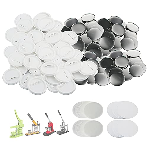 Mostme 200 Sets 58mm/2.25 inch Button Supplies Button Parts for Buttons Maker Machine 58mm, Round Badge Blank Buttons Pins, Includes Plastic Pin Back Cover, Metal Cover, Clear Film&Blank Paper - Image 1
