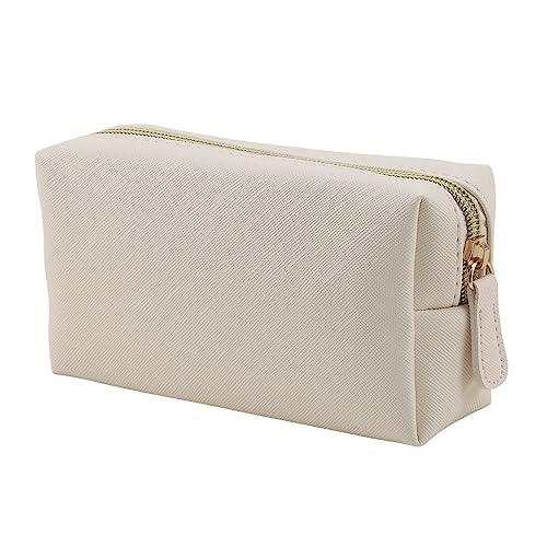 Apooliy Leather Makeup Bag for Purse Travel, Portable Small Cosmetic Organizer for Women and Girls, Make up Bag with Zipper - Image 1