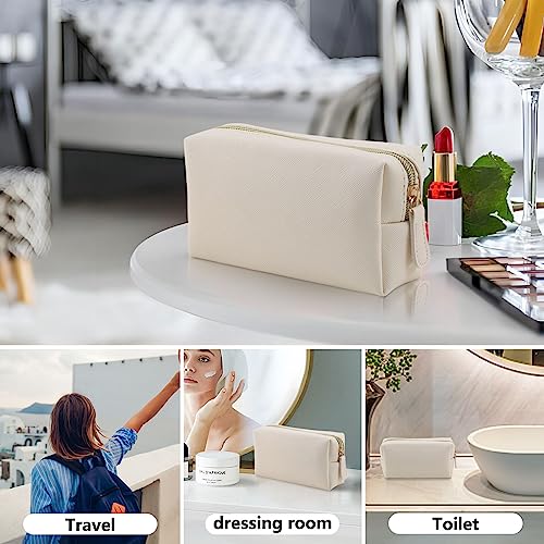 Apooliy Leather Makeup Bag for Purse Travel, Portable Small Cosmetic Organizer for Women and Girls, Make up Bag with Zipper - Image 5