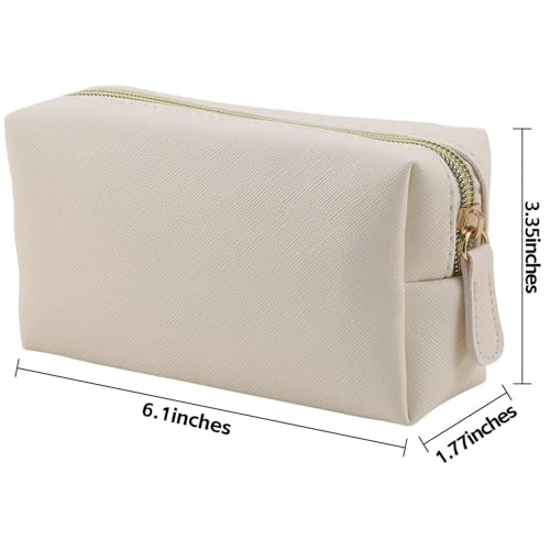 Apooliy Leather Makeup Bag for Purse Travel, Portable Small Cosmetic Organizer for Women and Girls, Make up Bag with Zipper - Image 2