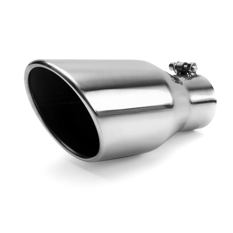 Richeer Richeer 2.5 to 4 inch Exhaust Tip, 2.5" Inlet 4” Outlet 9” Overall Length Stainless Steel Exhaust Tip, Polished Finish Universal for Vehicles with 2.5" O.D. Exhaust Tailpipe, Rolled Edge, Bolt on - Image 1