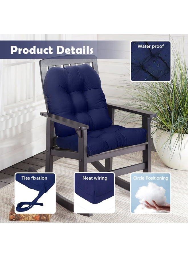 Eoieov Indoor Outdoor Chair Cushions for Rocking Chair Proch Rocker Wicker Patio Seat Cushion Reversible,Waterproof Patio Chair Cushion 2 Piece Navy Blue,19"*19" - Image 4