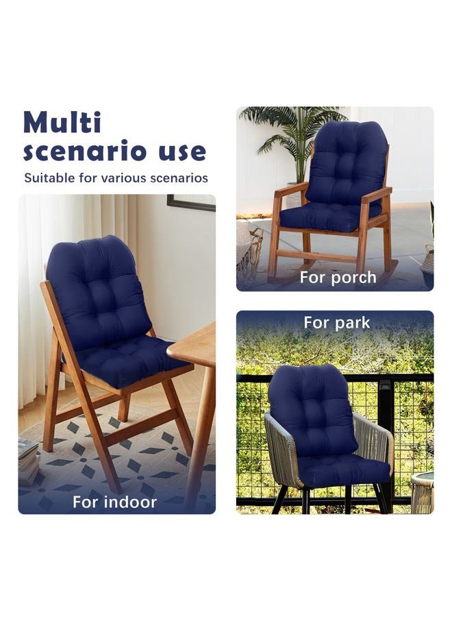 Eoieov Indoor Outdoor Chair Cushions for Rocking Chair Proch Rocker Wicker Patio Seat Cushion Reversible,Waterproof Patio Chair Cushion 2 Piece Navy Blue,19"*19" - Image 3