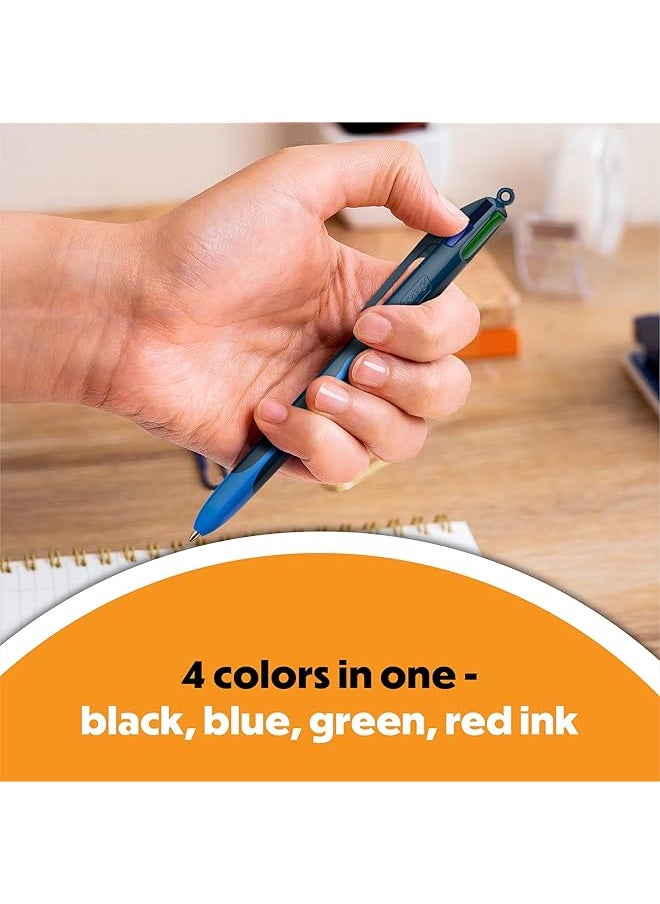 Bic - 4 Color Smooth Retractable Ballpoint Pens Medium Point 1.0Mm 3 Count Pack Colored Pens With Long Lasting Ink - Image 1