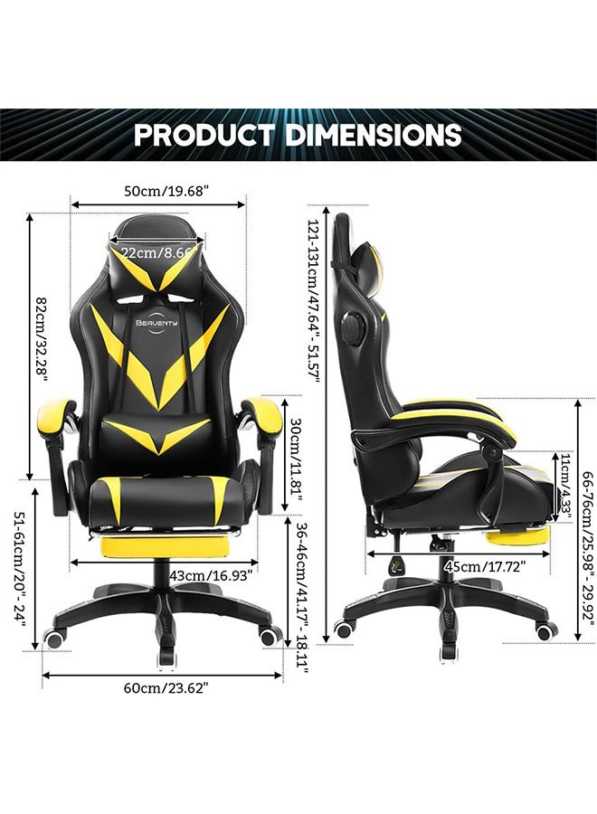 NIBEMINENT Gaming Chair with Bluetooth Speakers and RGB LED Lights, Ergonomic Massage Video Game Chair, Computer Chair with Footrest, High Back Desk Chair with Lumbar Support  - Image 3