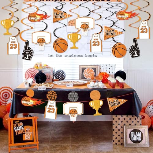 Levfla Basketball Party Decorations Basketball Hanging Swirl Decorations for Sports Birthday Decor Basketball Game Sports Theme Birthday Party Supplies - Image 5