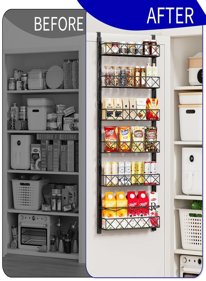 MIAOLI Over the Door Organizer, Black 6-Tier Pantry Door Organizer with Adjustable Basket, Hanging Spice Rack Cabinet Door Shelves, Laundry Room Organization and Storage - Image 5