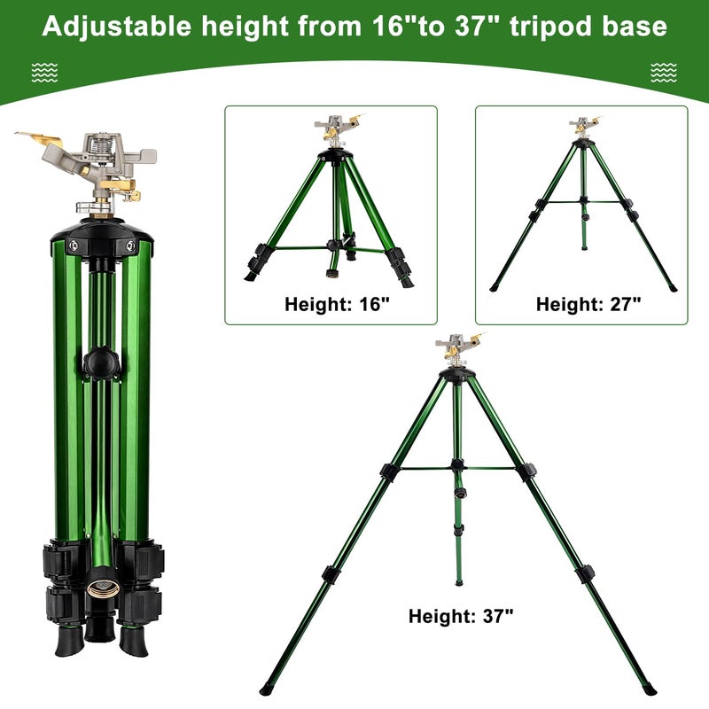 Keten Impact Sprinkler on Tripod Base, 2 Pack Lawn Sprinklers for Yard with 360 Degree Large Area Coverage, Extra Tall Heavy Duty Water Sprinkler for Lawn/Yard/Garden - Image 4