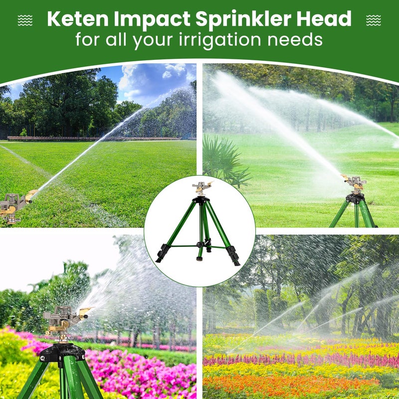 Keten Impact Sprinkler on Tripod Base, 2 Pack Lawn Sprinklers for Yard with 360 Degree Large Area Coverage, Extra Tall Heavy Duty Water Sprinkler for Lawn/Yard/Garden - Image 5