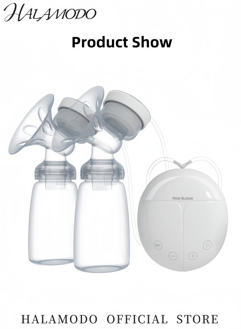 HALAMODO Electric Breast Pump Silicone Breast Milk Collector Portable Double Electric Breast Pump Backflow Design BPA Free Breast Pump High Suction Breast Pump Breastfeeding Accessory - Image 2