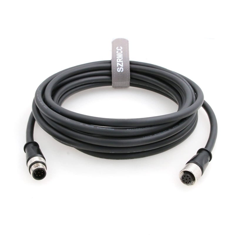 SZRMCC M12 A Code 8 Pin Male to Female Connector Sensor Cable High Flex Waterproof Actuator Cable for Cognex in-Sight Vision System Industrial Camera Automation Device Network (3m) - Image 1