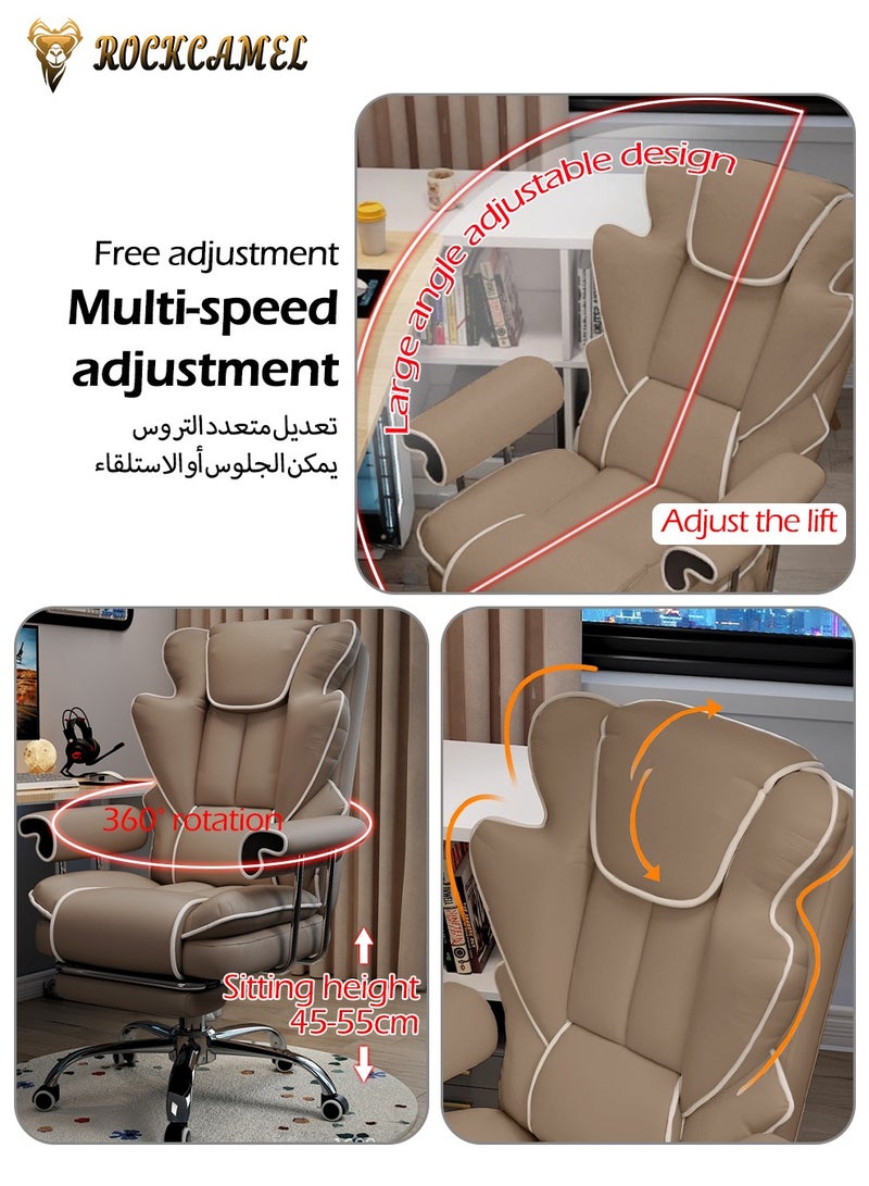 ROCKCAMEL Ergonomic Gaming Chair/Computer Chair/Office Chair With Retractable Footrest, Steel Silent Caster Base, High Back Super PU Leather Boss Chair with Head&Lumbar Support Suitable for Home or Office - Image 4