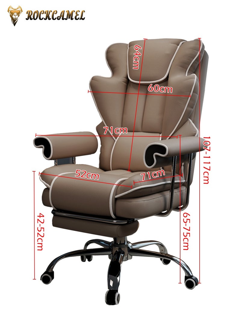 ROCKCAMEL Ergonomic Gaming Chair/Computer Chair/Office Chair With Retractable Footrest, Steel Silent Caster Base, High Back Super PU Leather Boss Chair with Head&Lumbar Support Suitable for Home or Office - Image 5