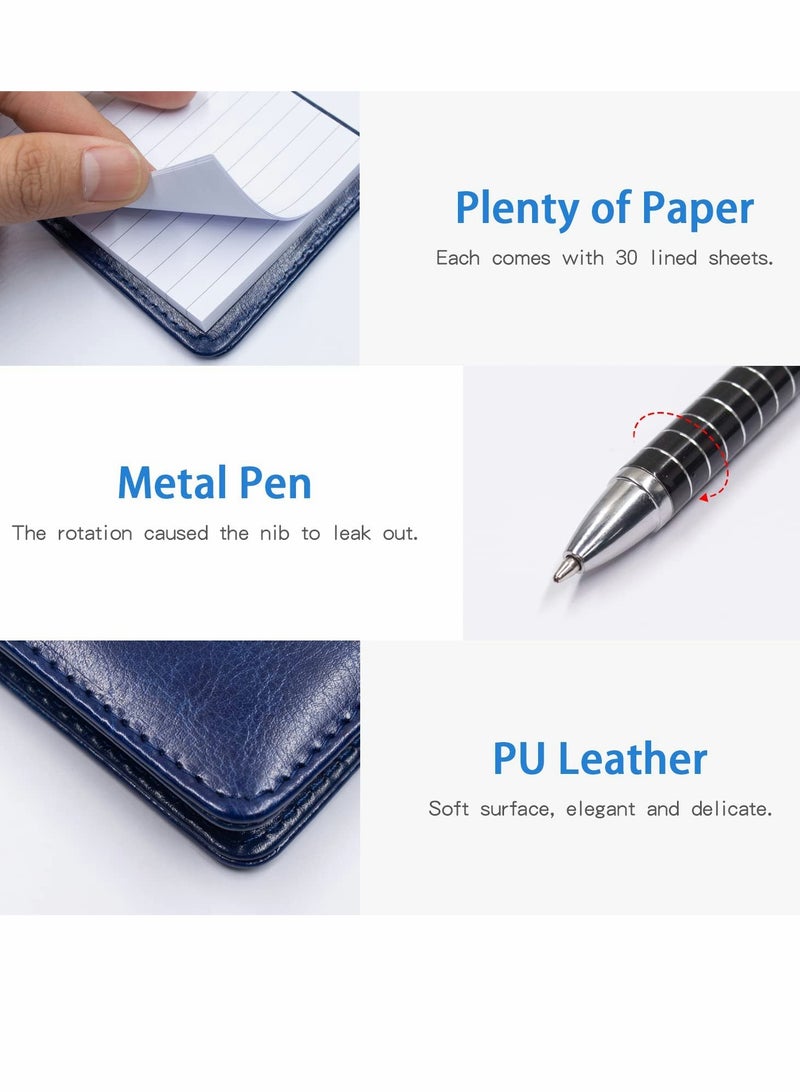 Compact Pocket Notepad Set, 14 x 9 CM Notepad Holder with Metal Pen, 50 Lined s - Image 2