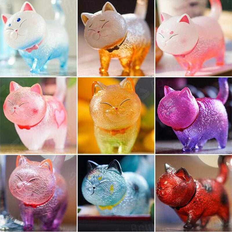 Halloluck 9 Pcs Colorful Cute Miniature Cat Figure Animal Cat Characters Decor Mini Figure Collection Decor, Cake Topper, Plant, Automobile Decoration,Landscape Scenes - Image 5