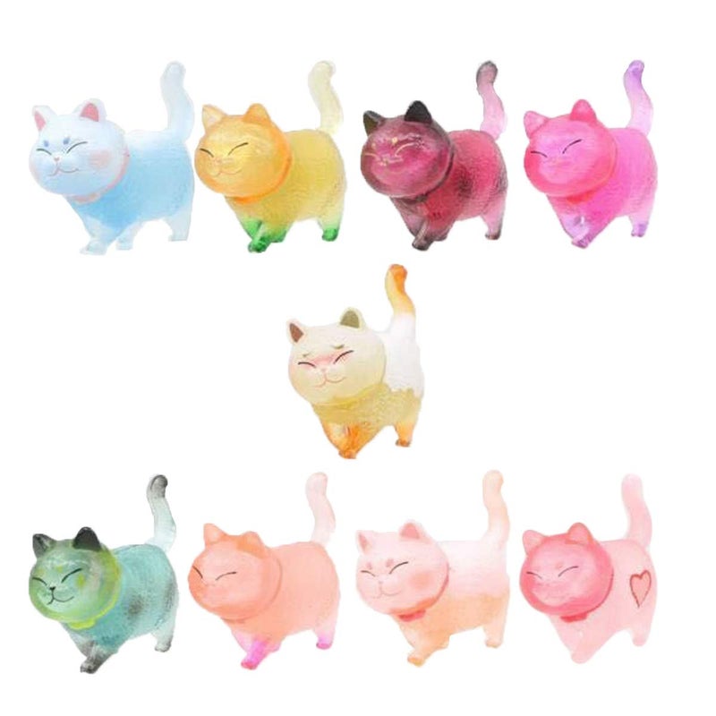 Halloluck 9 Pcs Colorful Cute Miniature Cat Figure Animal Cat Characters Decor Mini Figure Collection Decor, Cake Topper, Plant, Automobile Decoration,Landscape Scenes - Image 3