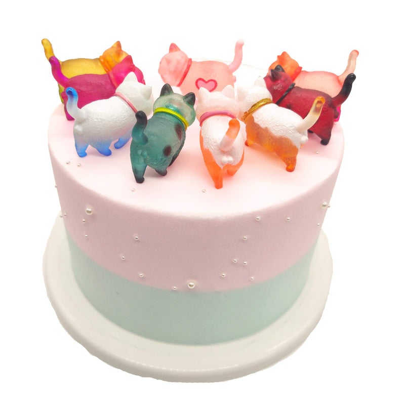 Halloluck 9 Pcs Colorful Cute Miniature Cat Figure Animal Cat Characters Decor Mini Figure Collection Decor, Cake Topper, Plant, Automobile Decoration,Landscape Scenes - Image 1