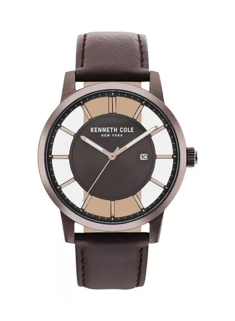 Kenneth Cole Brown Leather Analog Quartz watch KC50560003