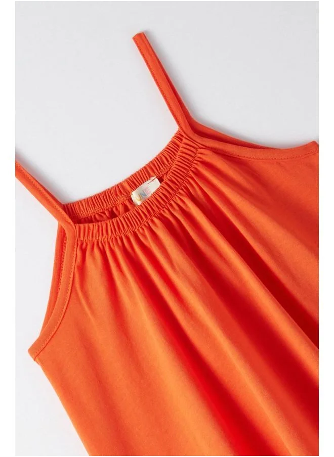 جون June Girl Collared Strap Dress Coral