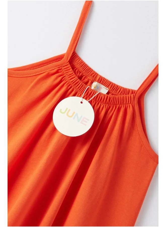 جون June Girl Collared Strap Dress Coral