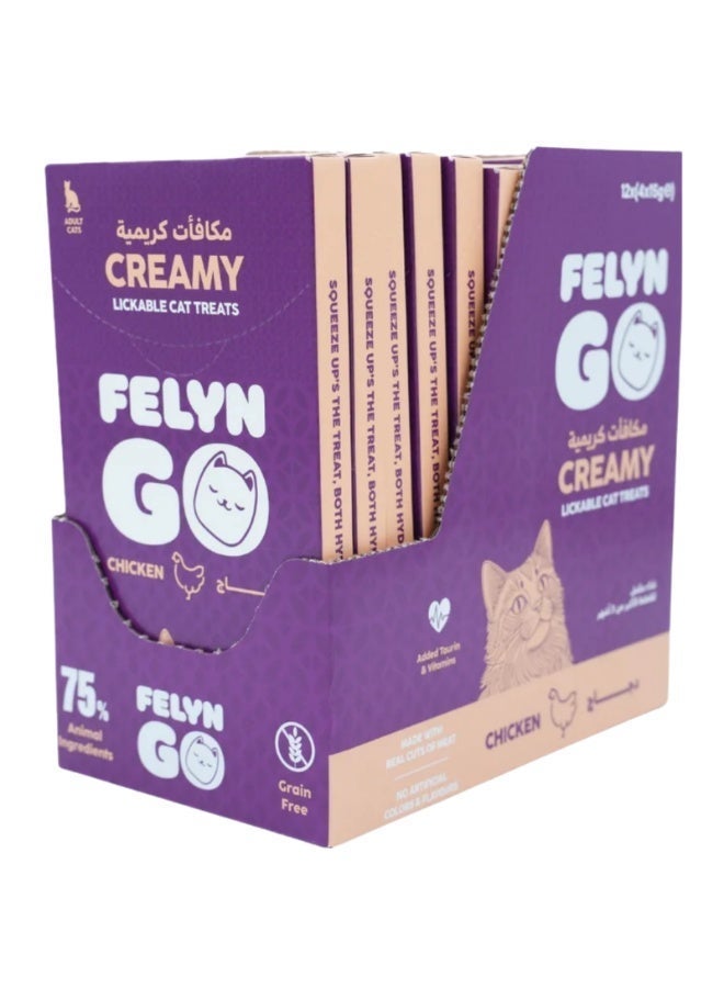 Felyn Go Creamy Lickable Cat Treats – Chicken Flavor – Grain-Free High-Moisture Snack, 4×15g - Image 2