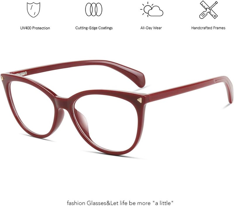 MEETSUN Non Prescription Glasses Frames For Women，Retro Cateye Fake Eyeglasses HD Clear Lens - Image 3