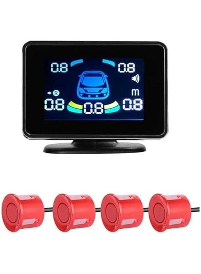 Red 8 Sensor Car Parking Assistance Kit Backup Radar Reversing Detector - Image 1