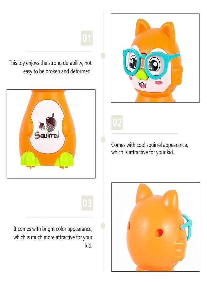 IndusBay® Cute Sliding Squirrel Car Press & Release Inertia Press Run Slide Mini Cartoon Squirel Wind Up Toys for Infant Toddler Boy Girl Toys for Kids, 1 Piece, Orange - Image 3