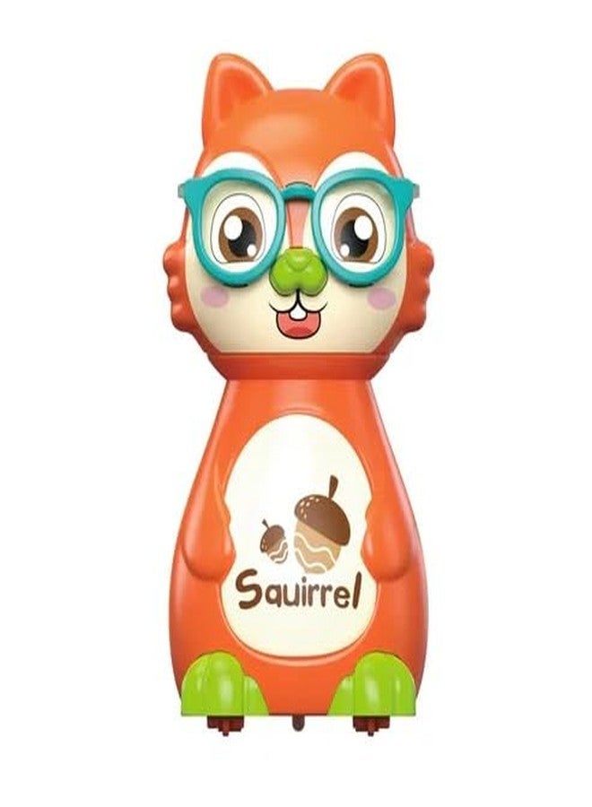 IndusBay® Cute Sliding Squirrel Car Press & Release Inertia Press Run Slide Mini Cartoon Squirel Wind Up Toys for Infant Toddler Boy Girl Toys for Kids, 1 Piece, Orange - Image 1