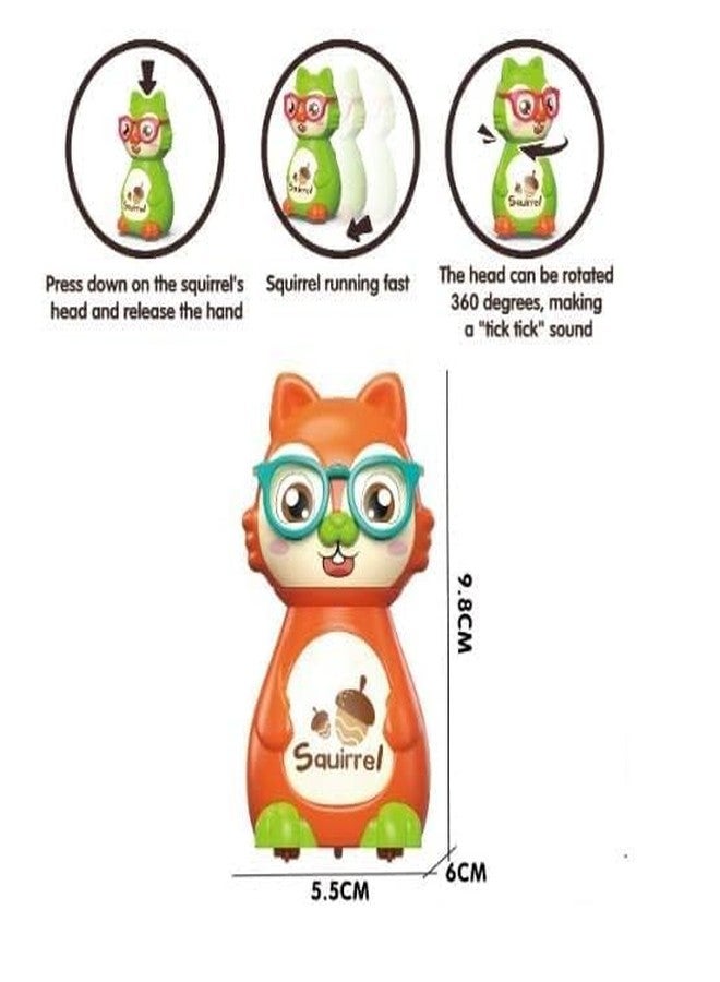 IndusBay® Cute Sliding Squirrel Car Press & Release Inertia Press Run Slide Mini Cartoon Squirel Wind Up Toys for Infant Toddler Boy Girl Toys for Kids, 1 Piece, Orange - Image 2