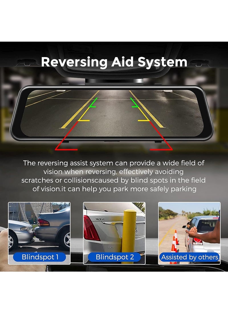 AZDOME - AR09 WIFI 2.5K Mirror Dash Cam, Built-in GPS 10" Split-Screen Display Rear View Mirror Camera, Night Vision 170° FOV Dual Backup Camera with Sony Sensor, Loop Recording, Parking Mode, 64GB Card - Image 1