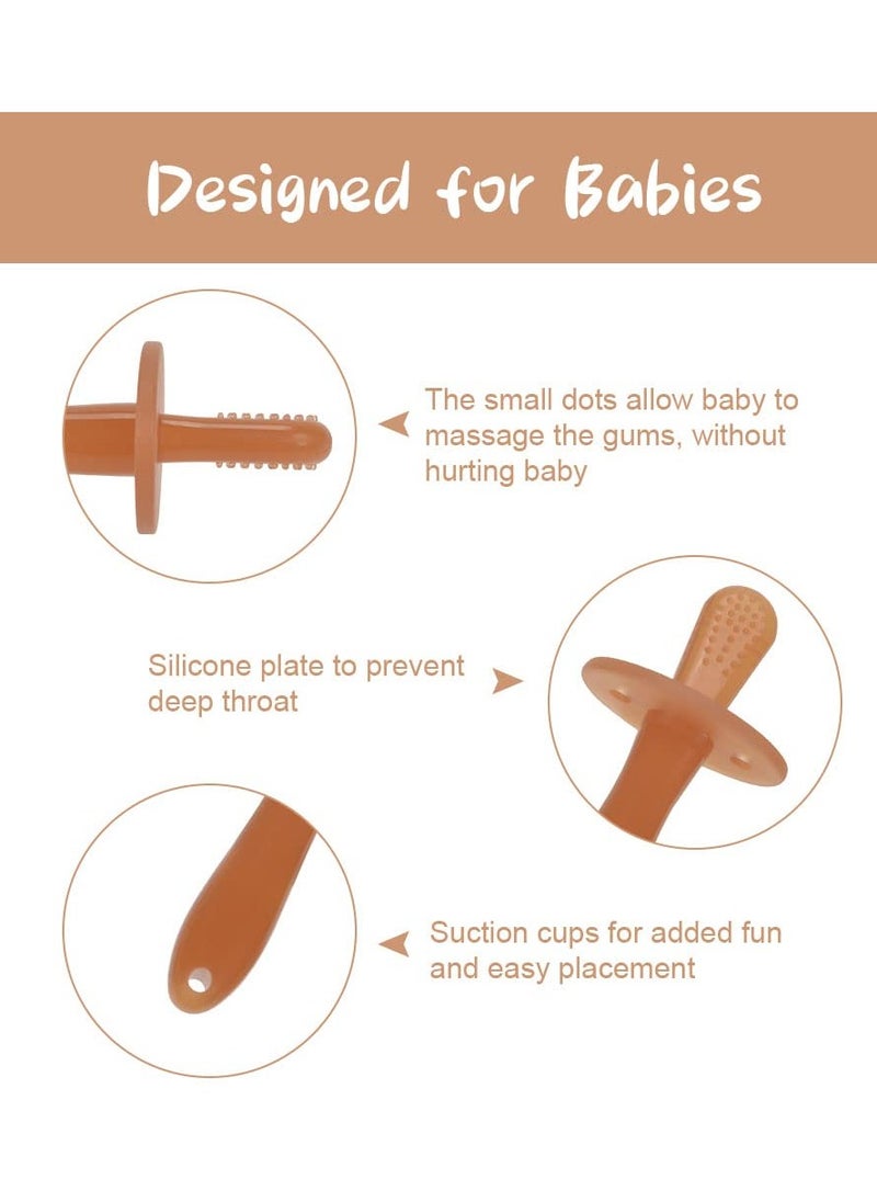 Bebiland 2PCS Teething Toys with 2 Anti-Lost Chain for Baby, Teether Toy Silicone Baby Teether, Baby Teething Toy, Teething Ring for 2 Months Above Boys and Girls (Brown)  - Image 3