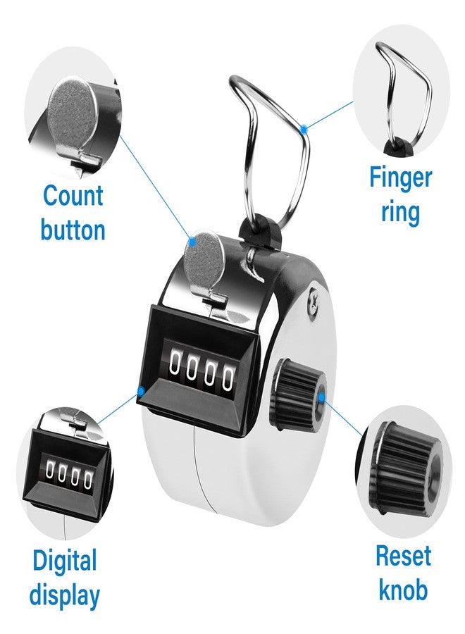 URBAN BOX Metal Hand Tally Counter 4-Digit Lap Counter Clicker, Manual Mechanical Handheld Pitch Click Counter with Finger Ring for School Golf & Knitting Row Croche (Pack of 1) - Image 2