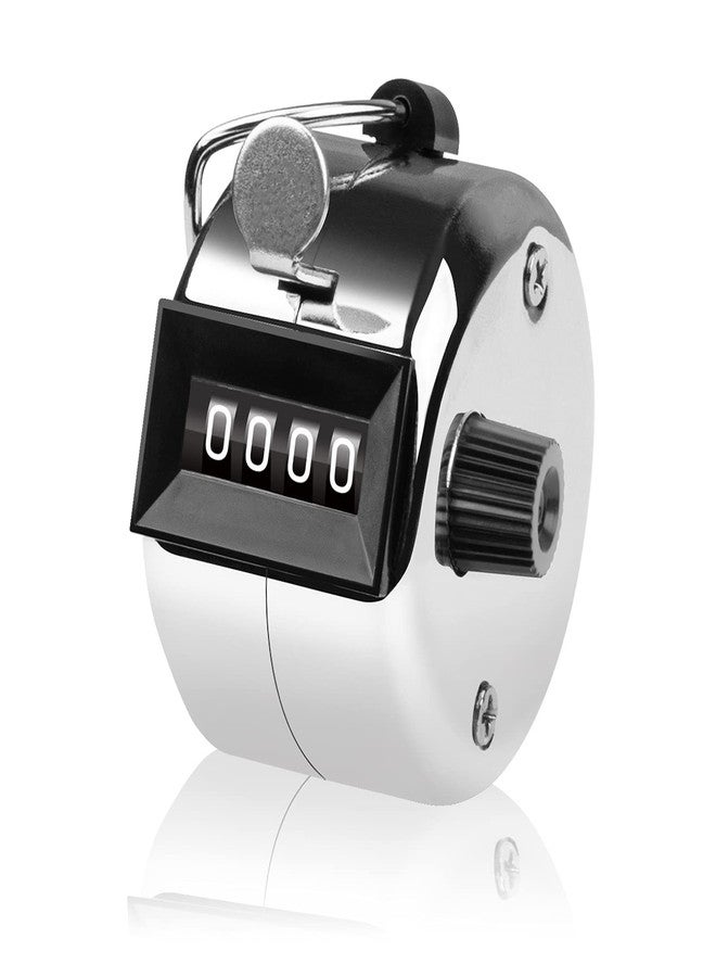 URBAN BOX Metal Hand Tally Counter 4-Digit Lap Counter Clicker, Manual Mechanical Handheld Pitch Click Counter with Finger Ring for School Golf & Knitting Row Croche (Pack of 1) - Image 1