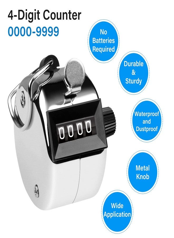 URBAN BOX Metal Hand Tally Counter 4-Digit Lap Counter Clicker, Manual Mechanical Handheld Pitch Click Counter with Finger Ring for School Golf & Knitting Row Croche (Pack of 1) - Image 3