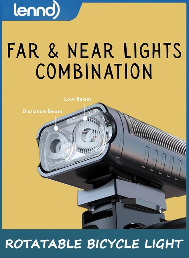 LENND Rechargeable Bike Light, Extremely Bright 1000 Lumen Dual LED Headlight, USB-C Fast Charging, 360° Rotating Mount, Waterproof - Image 2