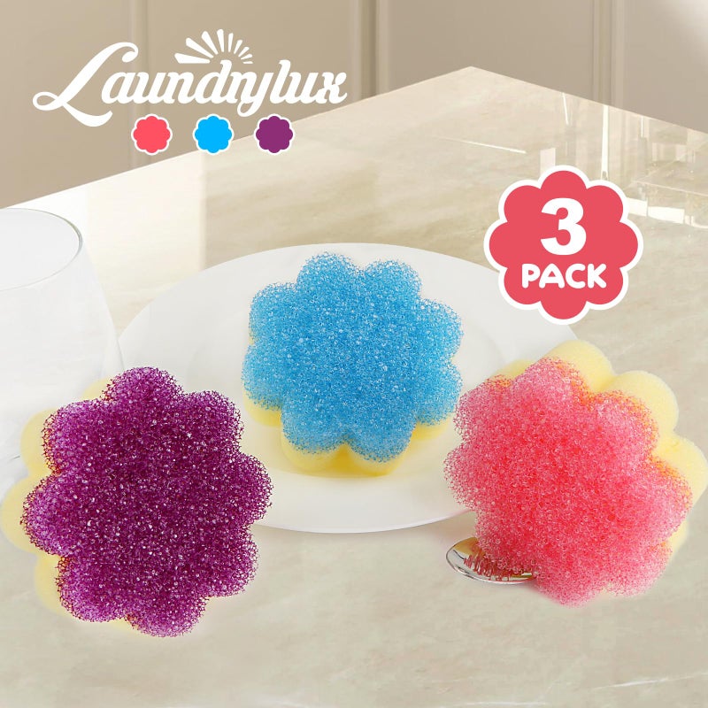 LAUNDRYLUX Scrub Sponge, Dual-Sided Temperature-Responsive Scrubber - Non-Scratch - Multipurpose Dish Sponges for Kitchens, Bathrooms, and Outdoor Use - 3 Pack - Image 2
