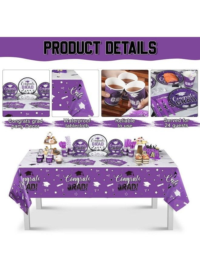Tatuo 277 Pcs Graduation Decoration Class Of 2023 Party Supplies Kit Congrats Balloons Grad Party Disposable Dinnerware Backdrop Tablecloth For High School College Grad Celebration Serves 24 (Purple)  - Image 5