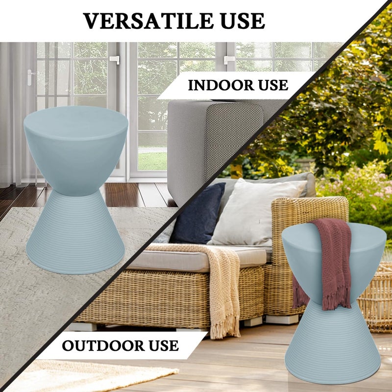 LeisureMod Modern Hourglass Side Table - ABS Shell Drum End Table with Storage for Indoor & Outdoor Use, Dusty Blue - Image 4