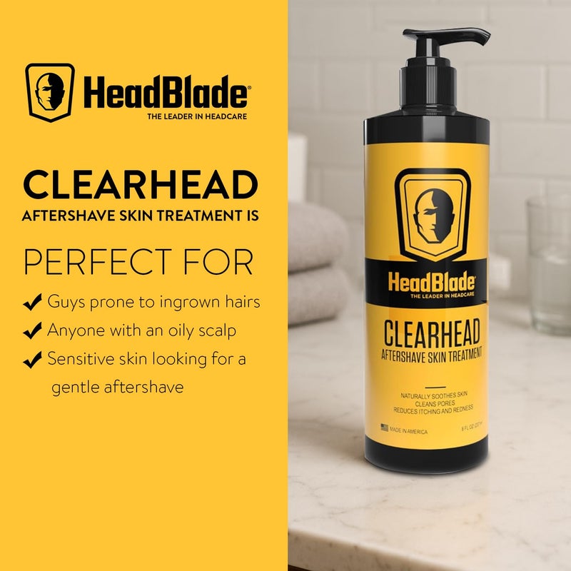 HeadBlade ClearHead Men's Refreshing Post Shaving Aftershave Lotion Help prevent Ingrown Hair & Irritation - 8 oz with Pump - Image 4