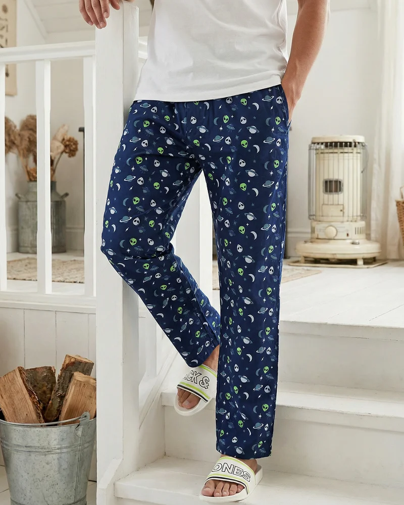 bewakoof Men's Pageant Blue All Over Printed Pyjamas
