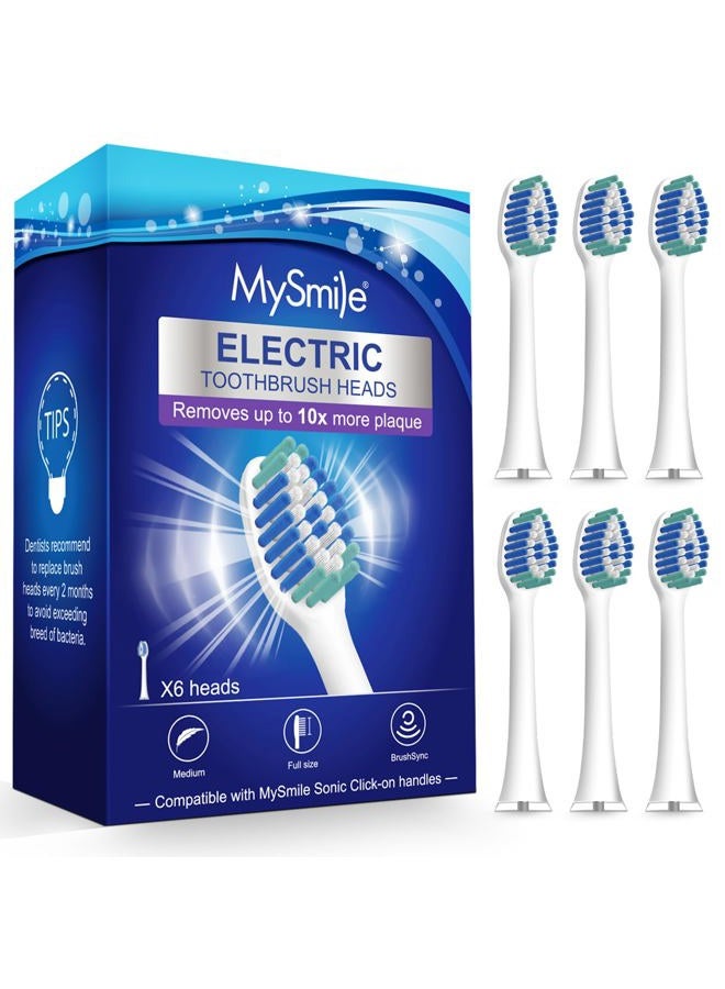 MySmile Electric Toothbrush Replacement Heads, 6 Packs (White) - Image 1