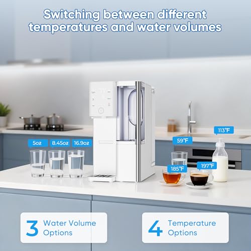 HUMHOLD Reverse Osmosis Water Filter Countertop 5 Stage RO System, Hot & Cold Water Dispenser, 4:1 Pure to Drain, TDS Display & Filter Life, No Installation Portable RO Water Purifier for Home - Image 5