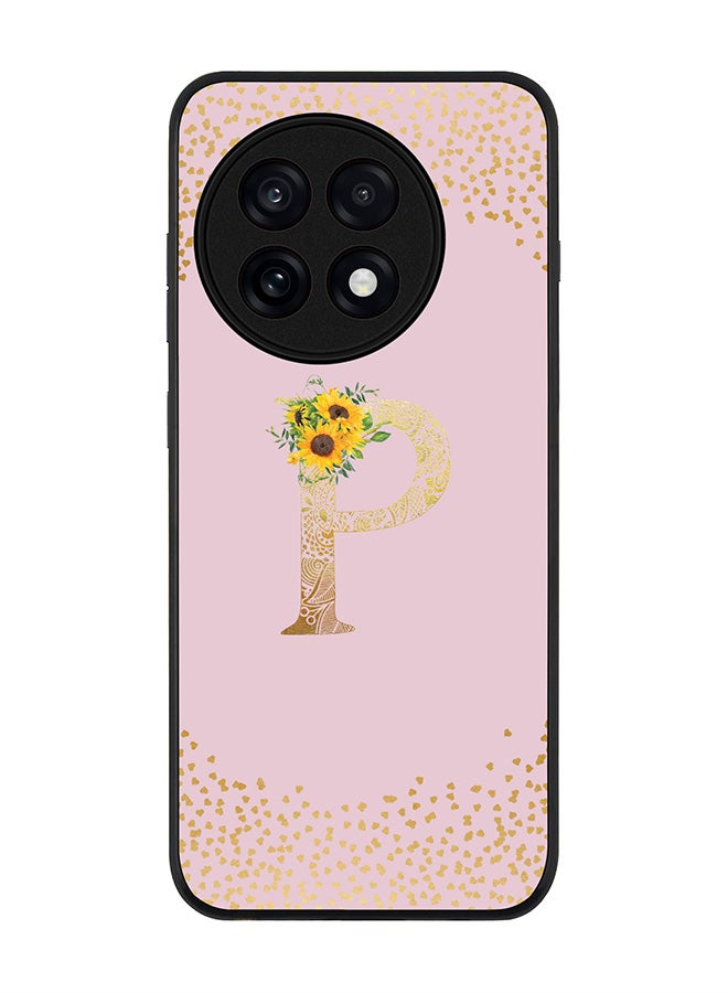 Stylizedd For OnePlus 13R / Ace 5 Pro Case,Slim fit Camera Protection, Shockproof Thin Phone cover  - Custom Floral Monogram - P  (Pink )