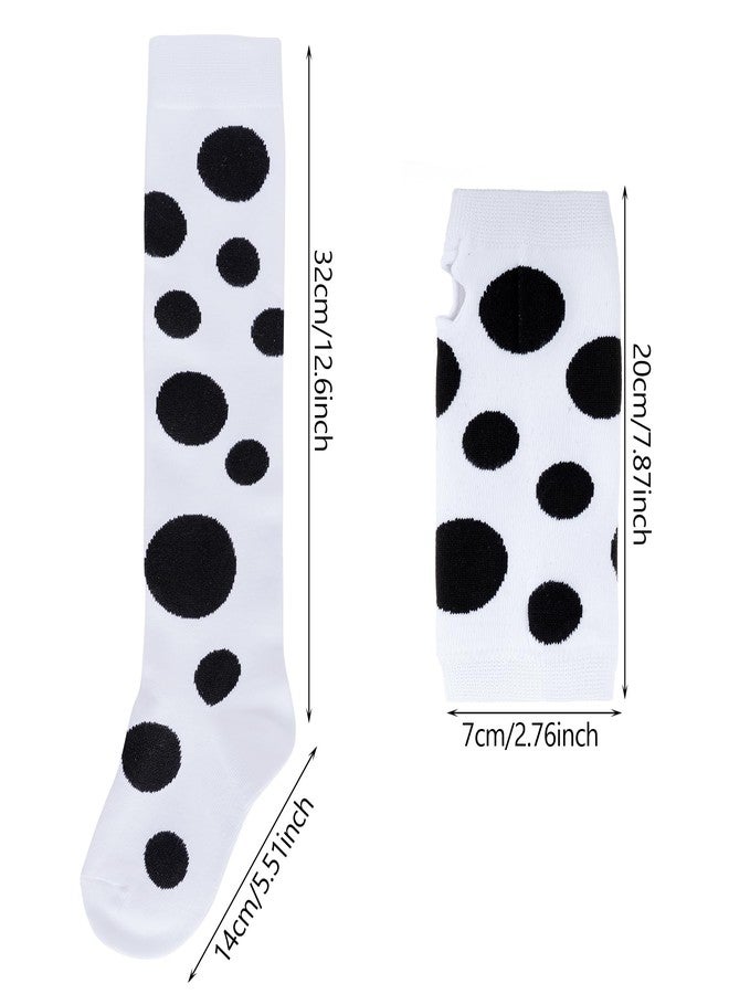 Dxhycc Girls Polka Dots Knee High Socks and Fingerless Gloves Cosplay Accessories for Halloween Dress Up Party - Image 2