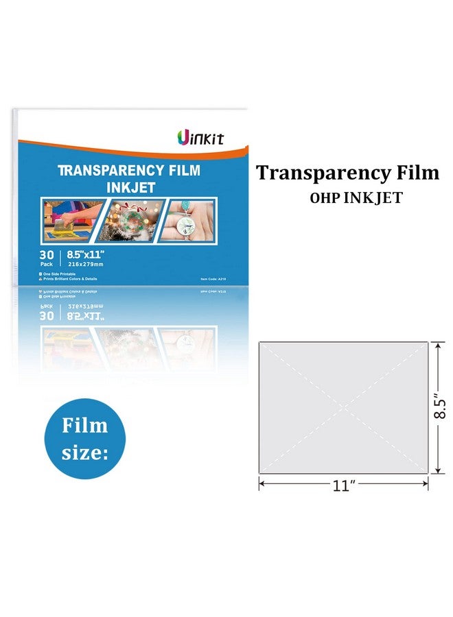 Uinkit 30 Sheets Pintable Transparency Film Acetate Clear Sheets For Crafts 8.5X11 Ohp Overhead Projector Film For Inkjet Printer Quick-Dry - Image 2