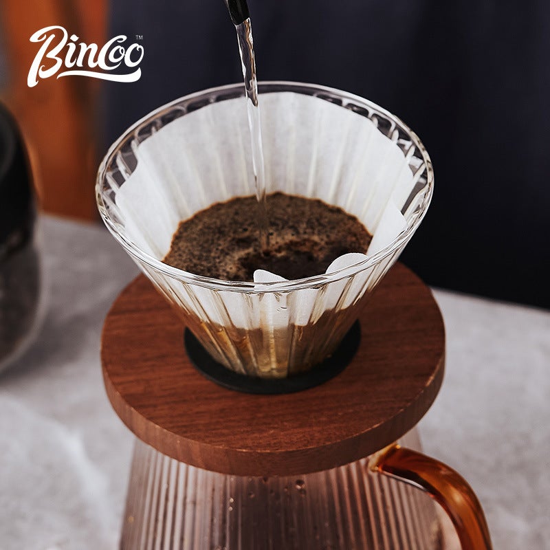 Bincoo Vertical Pattern Coffee Pot Hand Coffee Pot Coffee Filter Paper V60 Filter Cup Hand Coffee Pot Hand Coffee Suit - Image 3